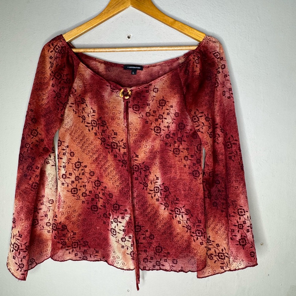 Y2K 3/4 sleeve top large